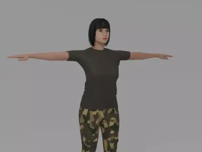 Soldier Woman Low-poly 3D model