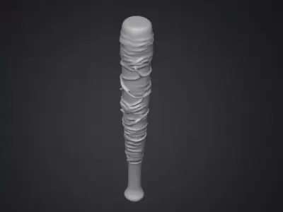 Rustic Baseball Bat 3D Model - Metal Wire Wrapped Vintage Bat Low-poly 3D model