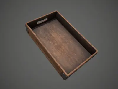 Storage Troy Box Wooden  Low-poly 3D model
