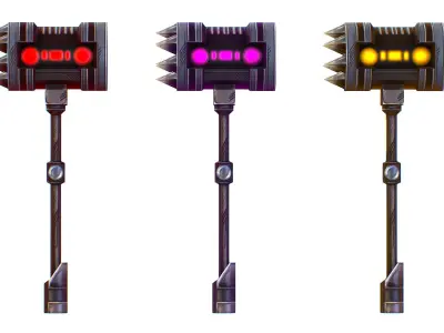 a set of cutting weapons - Sledgehammer Low-poly 3D model