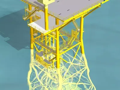 Offshore platform 4 pile Free 3D model