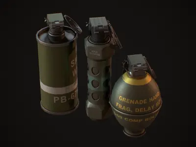 Smoke Flash Grenade Low-poly 3D model