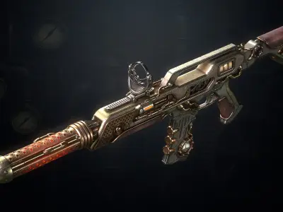 The SteamPunk Assault Rifle Low-poly 3D model
