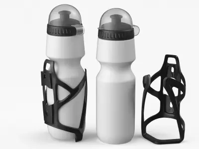 Cycling Sports Bottle Mounted Holder White 3D model