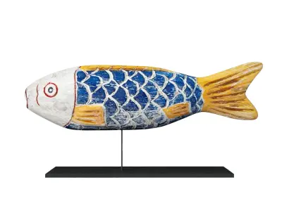 African wooden fish 1 3D model