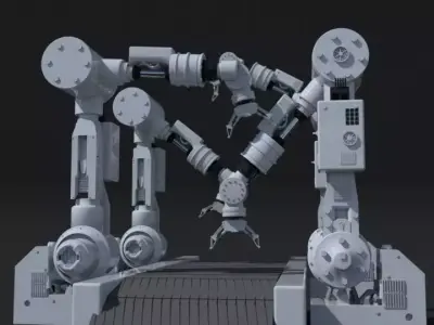 Industrial Robotic Arm 3D model 2
