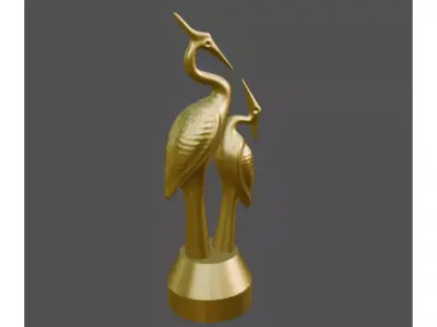 Elegant Heron Bird Statue Pair - Home Decor 3D Print Model 3D print model