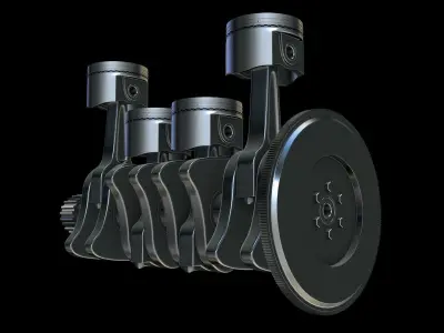 High poly piston engine  3D model
