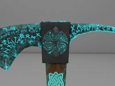 Mystical Scandinavian Ax  low-poly 3Dmodel Low-poly 3D model