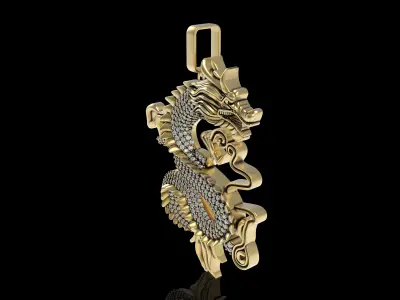 Antique Dragon Diamond Pendant 3D print model