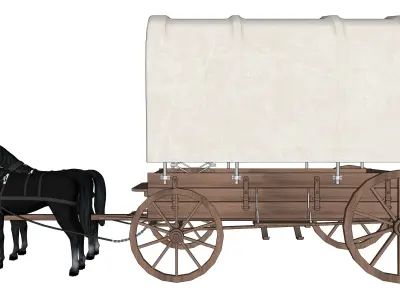 wood carriage 04 3D model