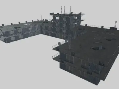 Rusty Metal Steel Construction Building 2 Free 3D model