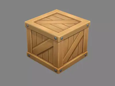 Cartoon Square Wooden Box-Goods Low-poly 3D model