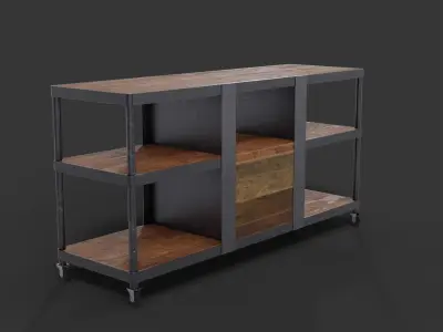 Industrial-style Media Console 3D model