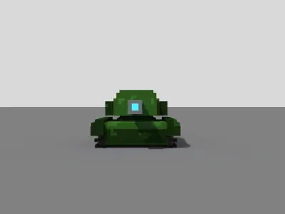 3D voxel laser tank Low-poly 3D model