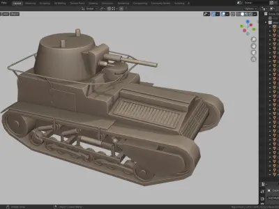 Leichttraktor Tank Base Mesh Low-poly 3D model