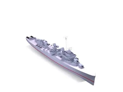 Destroyer ship 3D model by burakisil