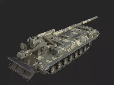 5 coatings of Russian 2S7 Pion M-1975 Self propelled Gun Low-poly 3D model