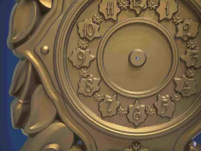 Carved clock for 3D printing and CNC 3D print model 25