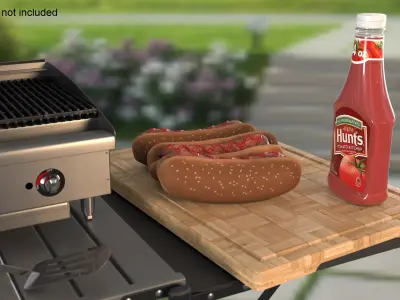 Dark Bread Hot Dogs Crispy Sausages 3D model