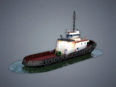 Tugboat Low-poly 3D model