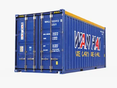 20ft Wan Hai Open Top shipping Container 3D model