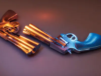 Stylized Magnum Revolver Low-poly 3D model