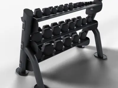 Hex Dumbbell Rack 3D model
