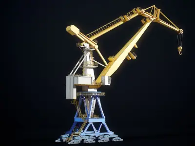 Double JIB Level Luffing Port Crane 3D model