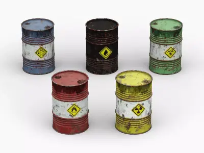 Steel Drum Barrel Low-poly 3D model