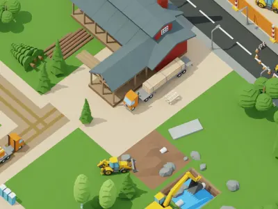 Construction Low Poly Assets City Low-poly 3D model