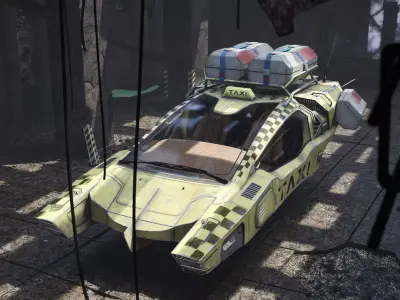 AVIO-8 Cyberpunk Hover Taxi Low-poly 3D model