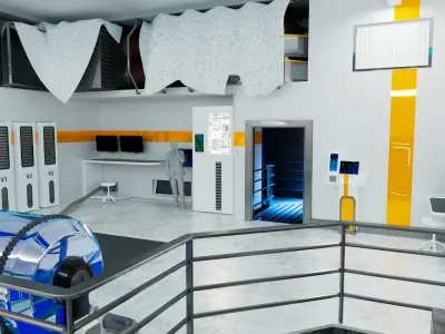 Modular SCI-FI Interior Serie B engineering room 3D model