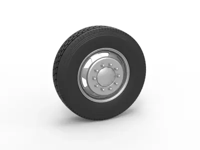 7 Hole front wheel of old school truck Scale 1 to 25 3D print model