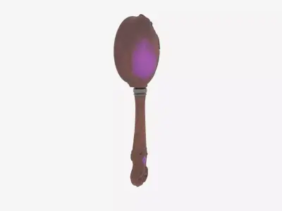 3D Witch Antique Potion Stir Spoon with Intricate Carved Wooden 3D model