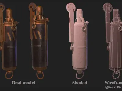 WWI Lighter Low-poly 3D model