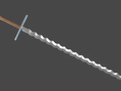 Flamberge sword with Grossmesser handle Low-poly 3D model