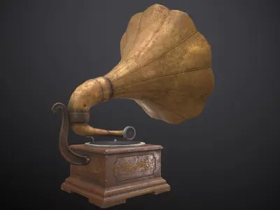 Gramophone antique Low-poly 3D model