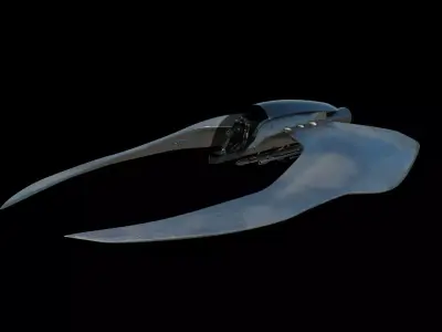 Spaceship 3D model Low poly futuristic aircraft Low-poly 3D model