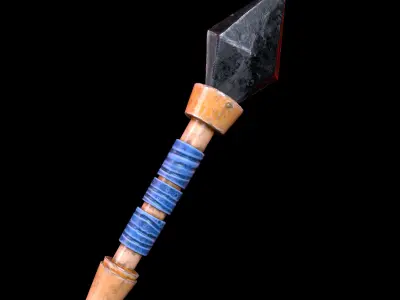 Stylized Stone Dagger primitive stone lowpoly melee weapon asset Low-poly 3D model