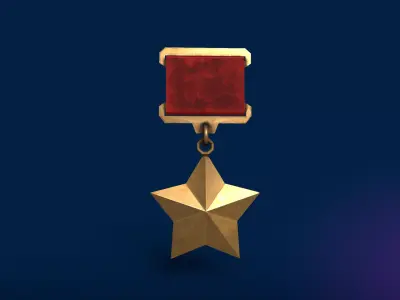 Soviet Hero Medal Low-poly 3D model