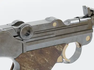 The Luger Pistol Long Barreled 9mm Low-poly 3D model