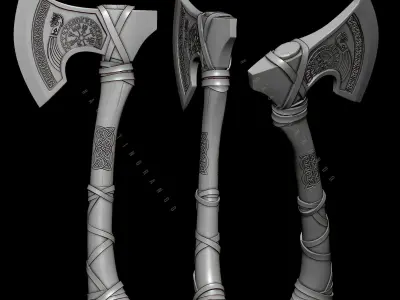 Viking Axe 3D Weapon Model Low-poly 3D model