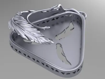 Feather pendant triangle stone 3D print model