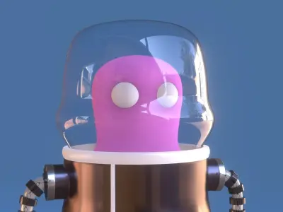 Pink Alien rigged Character Low-poly 3D model
