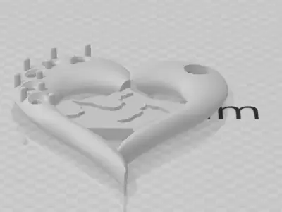 Heart pendant with a mountain scene to antique 3D print model