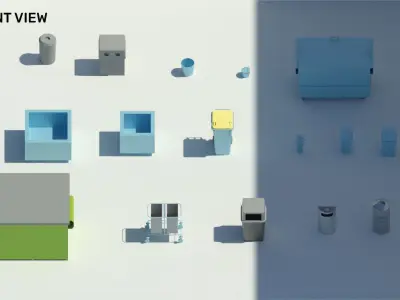 Litter bins and waste containers - Pack of revit families 3D model