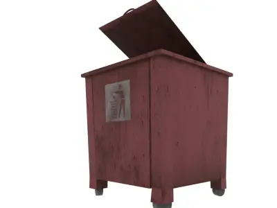 garbage can  Low-poly 3D model