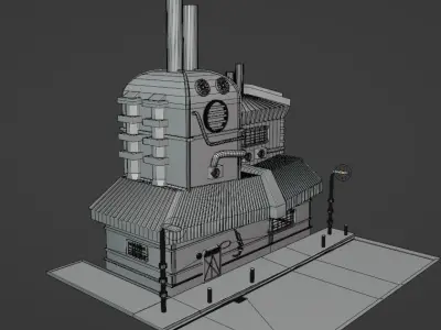Small Asian Style Building Free low-poly 3D model