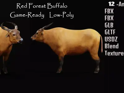 African Dwarf Forest Buffalo Free low-poly 3D model